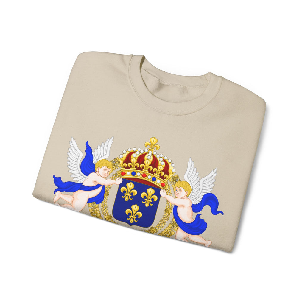 Royal Fleur-de-Lis Crest Sweatshirt - Vintage Heraldic Crown Graphic Crewneck