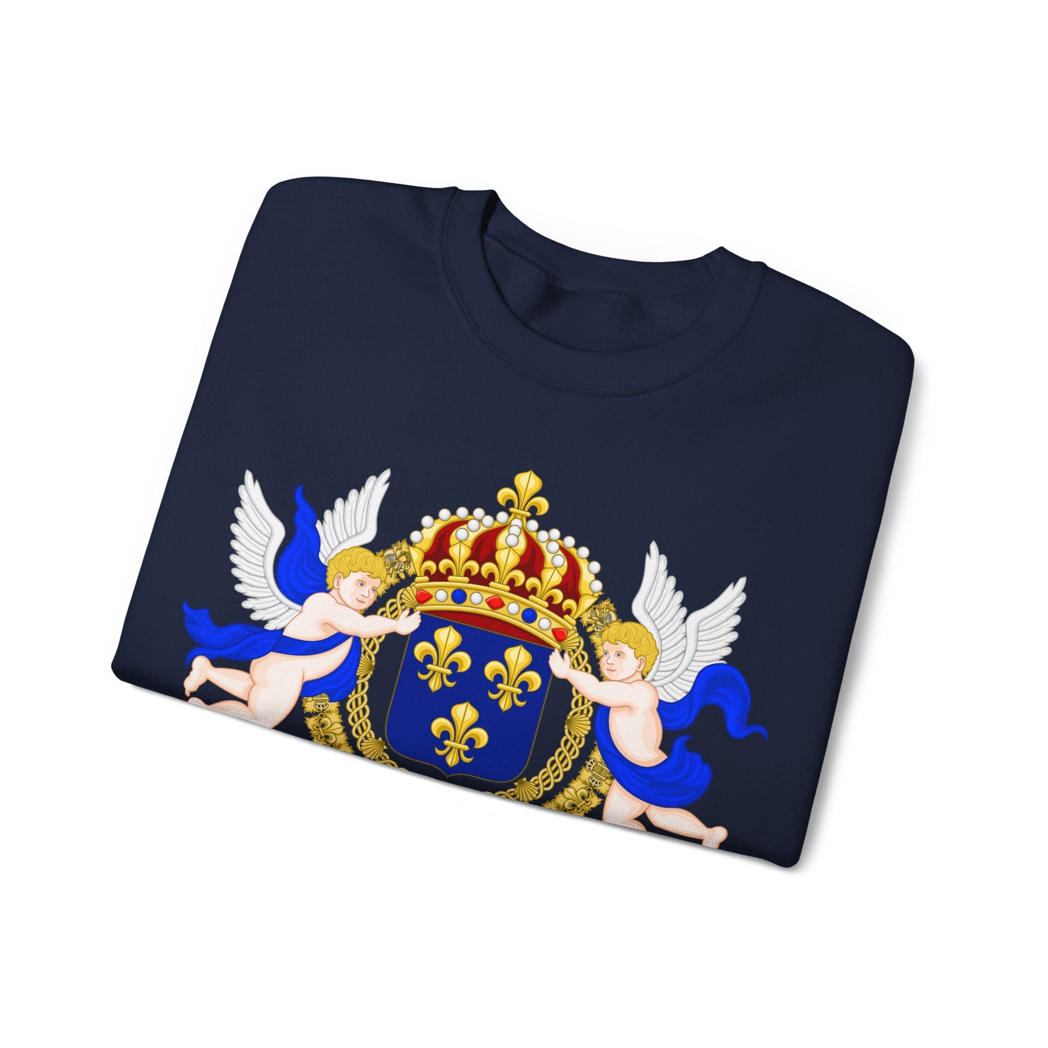 Royal Fleur-de-Lis Crest Sweatshirt - Vintage Heraldic Crown Graphic Crewneck