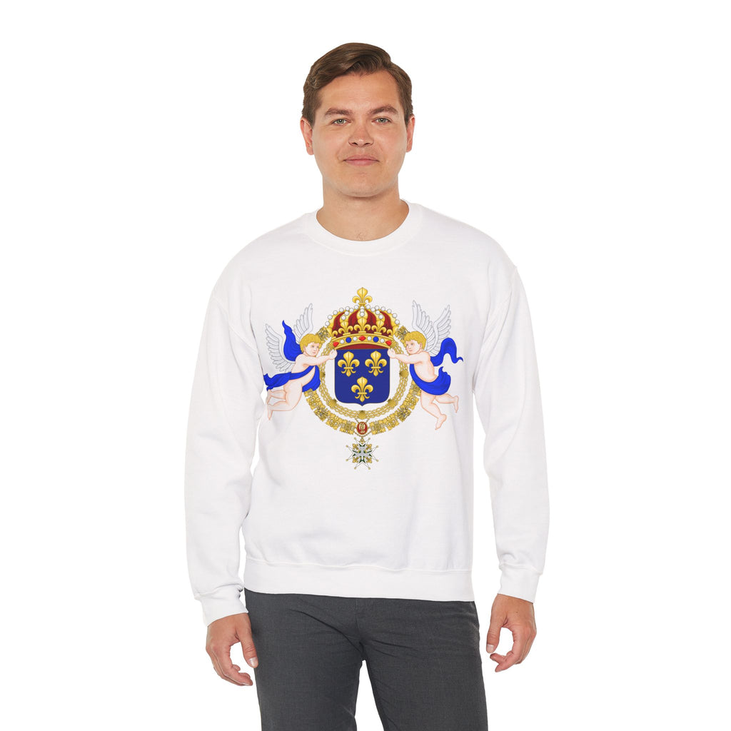Royal Fleur-de-Lis Crest Sweatshirt - Vintage Heraldic Crown Graphic Crewneck