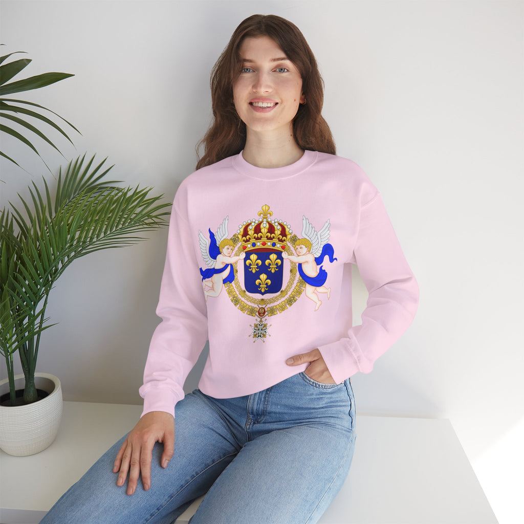 Royal Fleur-de-Lis Crest Sweatshirt - Vintage Heraldic Crown Graphic Crewneck