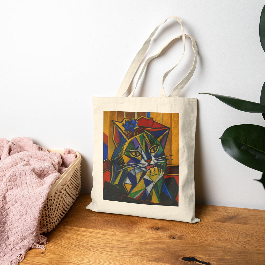 The Licking Cat Cotton Tote Bag