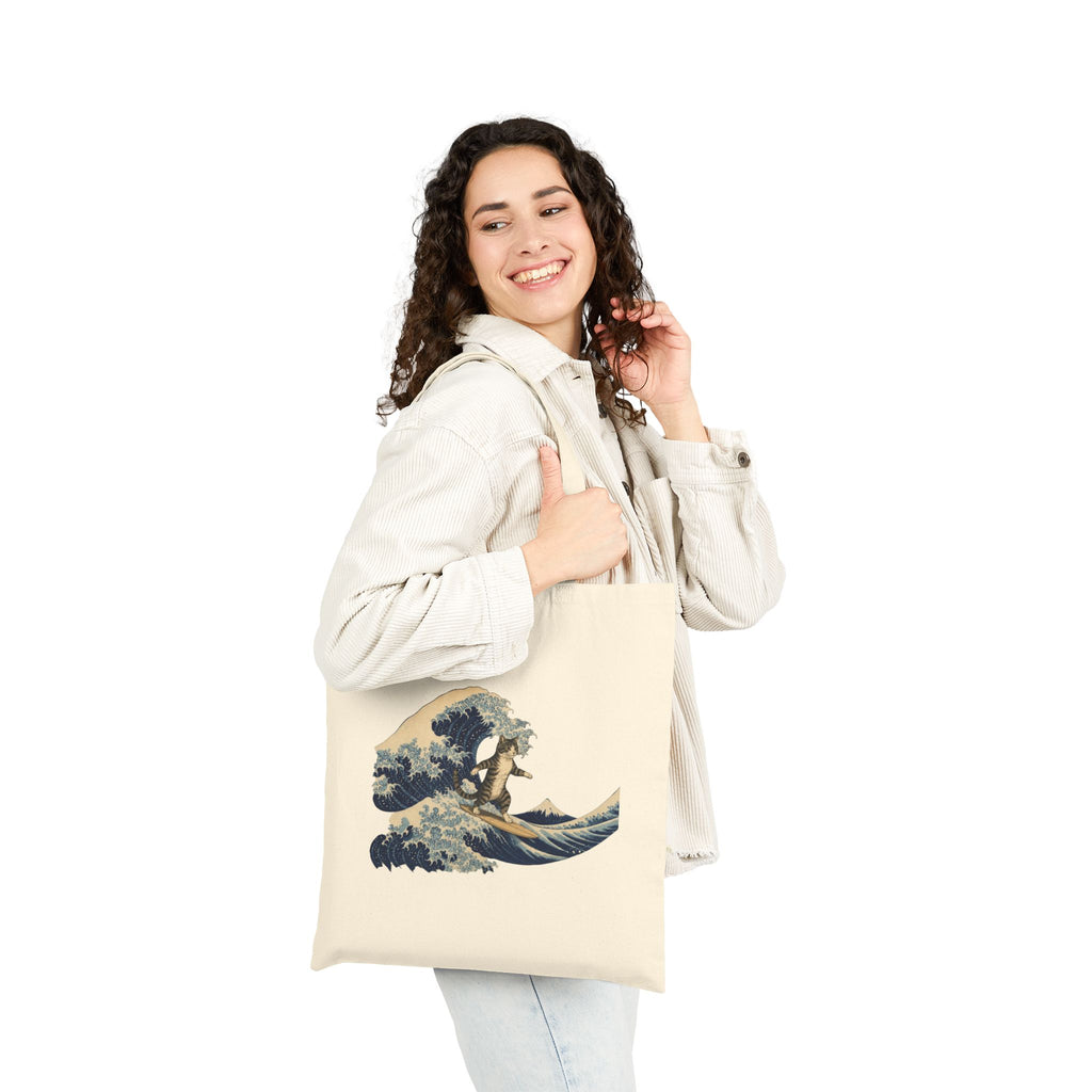 The Great Meow off Kanagawa Canvas Tote Bag