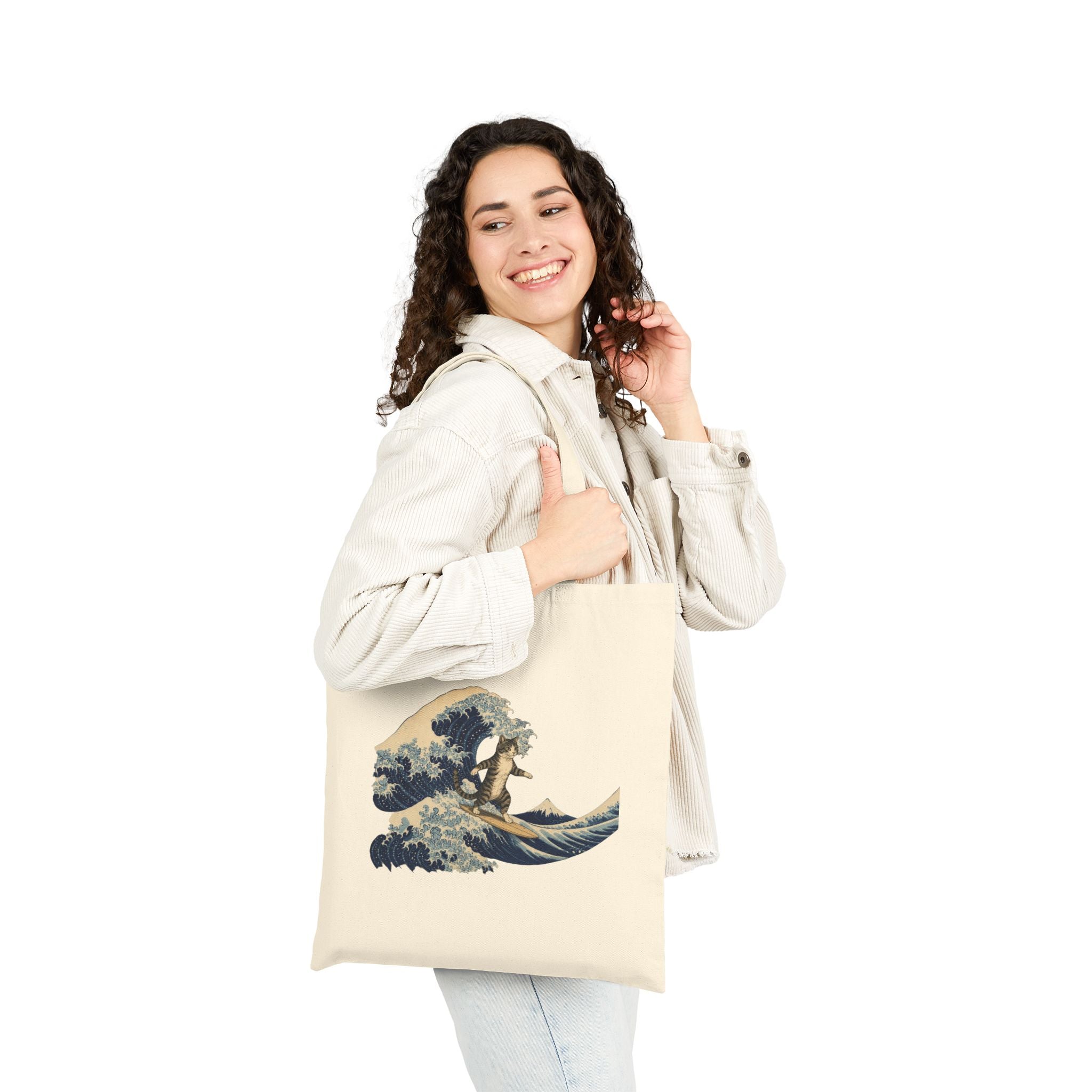 The Great Meow off Kanagawa Canvas Tote Bag