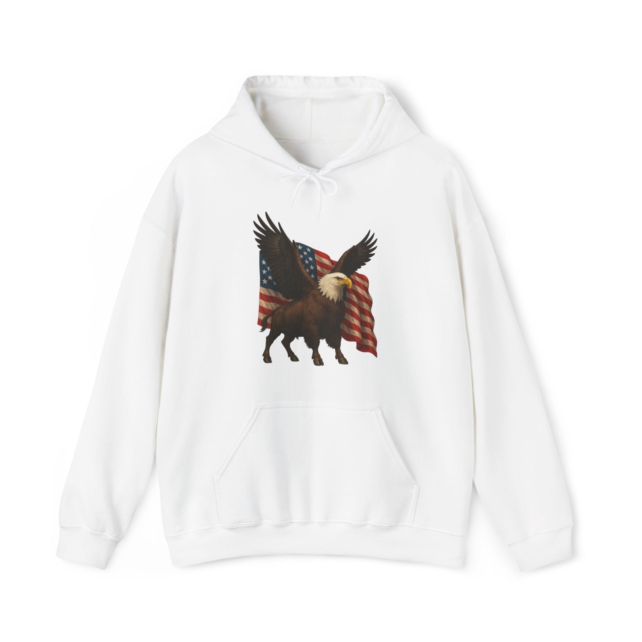 Patriotic Eagle Bison Hoodie, USA Pride Pullover