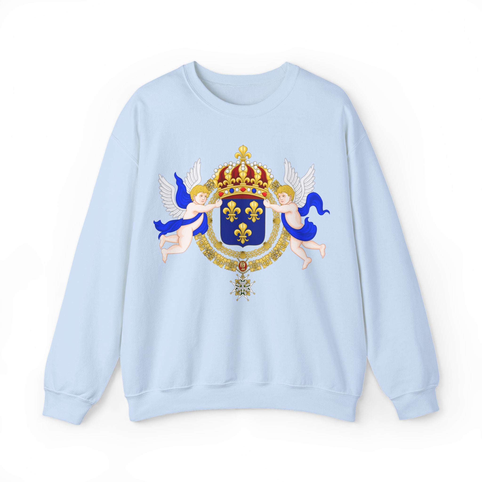 Royal Fleur-de-Lis Crest Sweatshirt - Vintage Heraldic Crown Graphic Crewneck