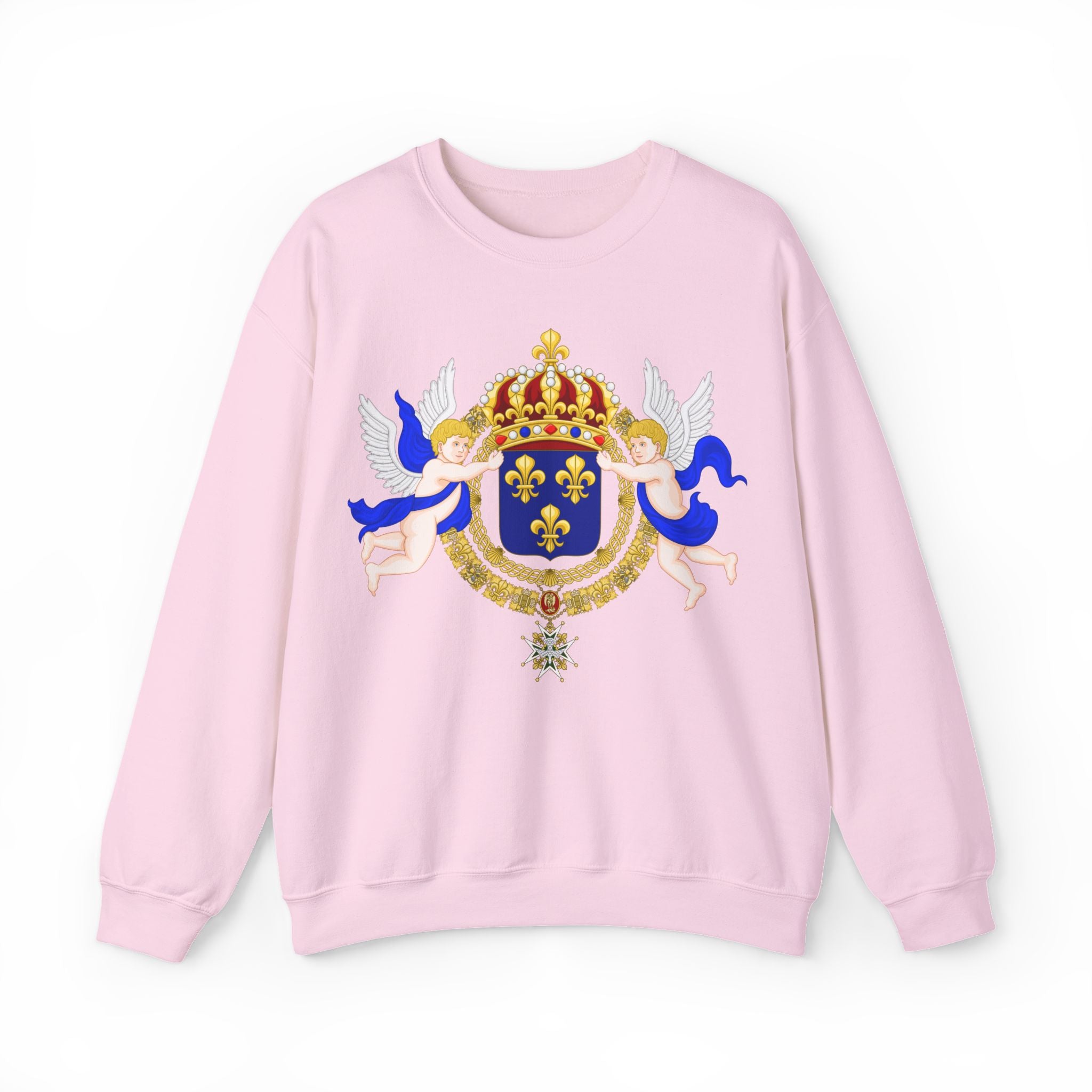 Royal Fleur-de-Lis Crest Sweatshirt - Vintage Heraldic Crown Graphic Crewneck