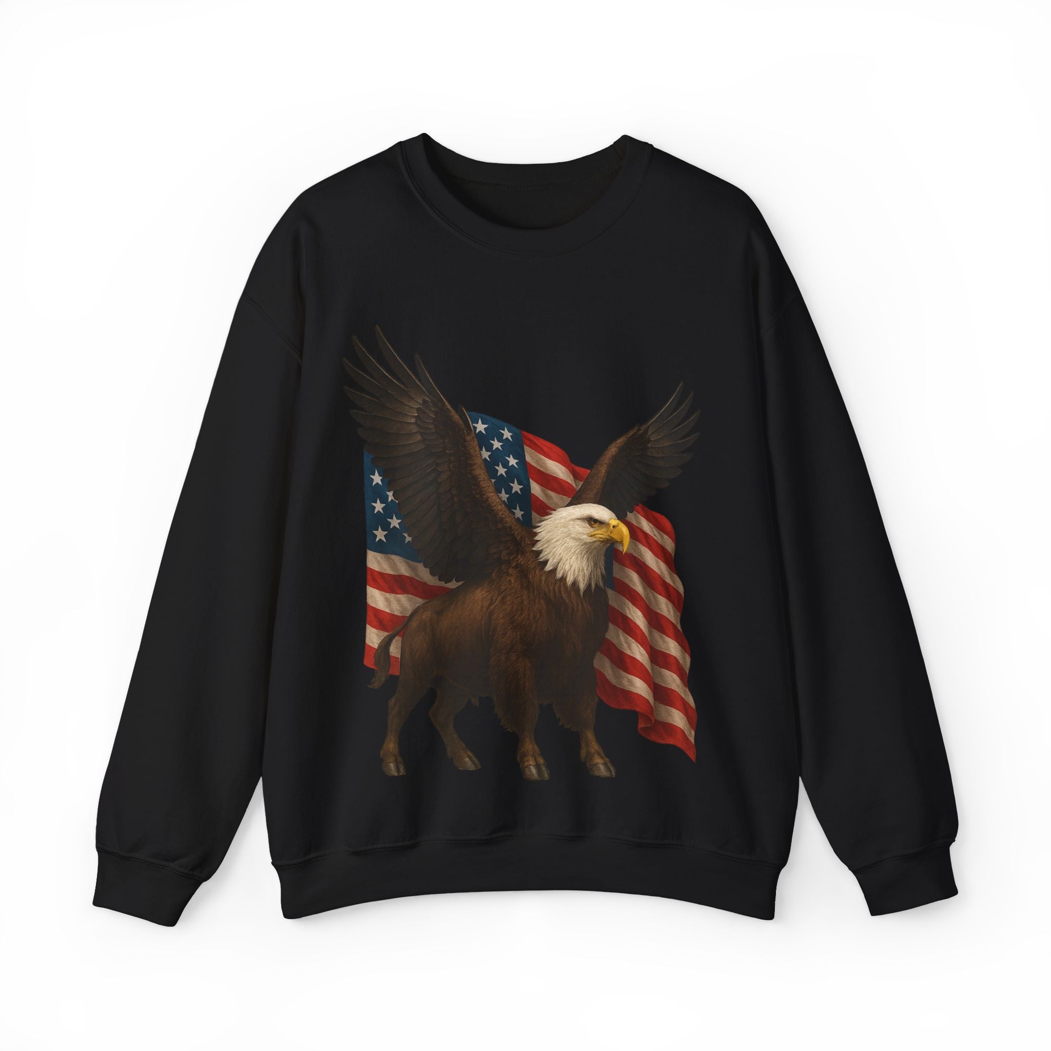 Patriotic Eagle Bison Sweatshirt, USA Symbol Pullover