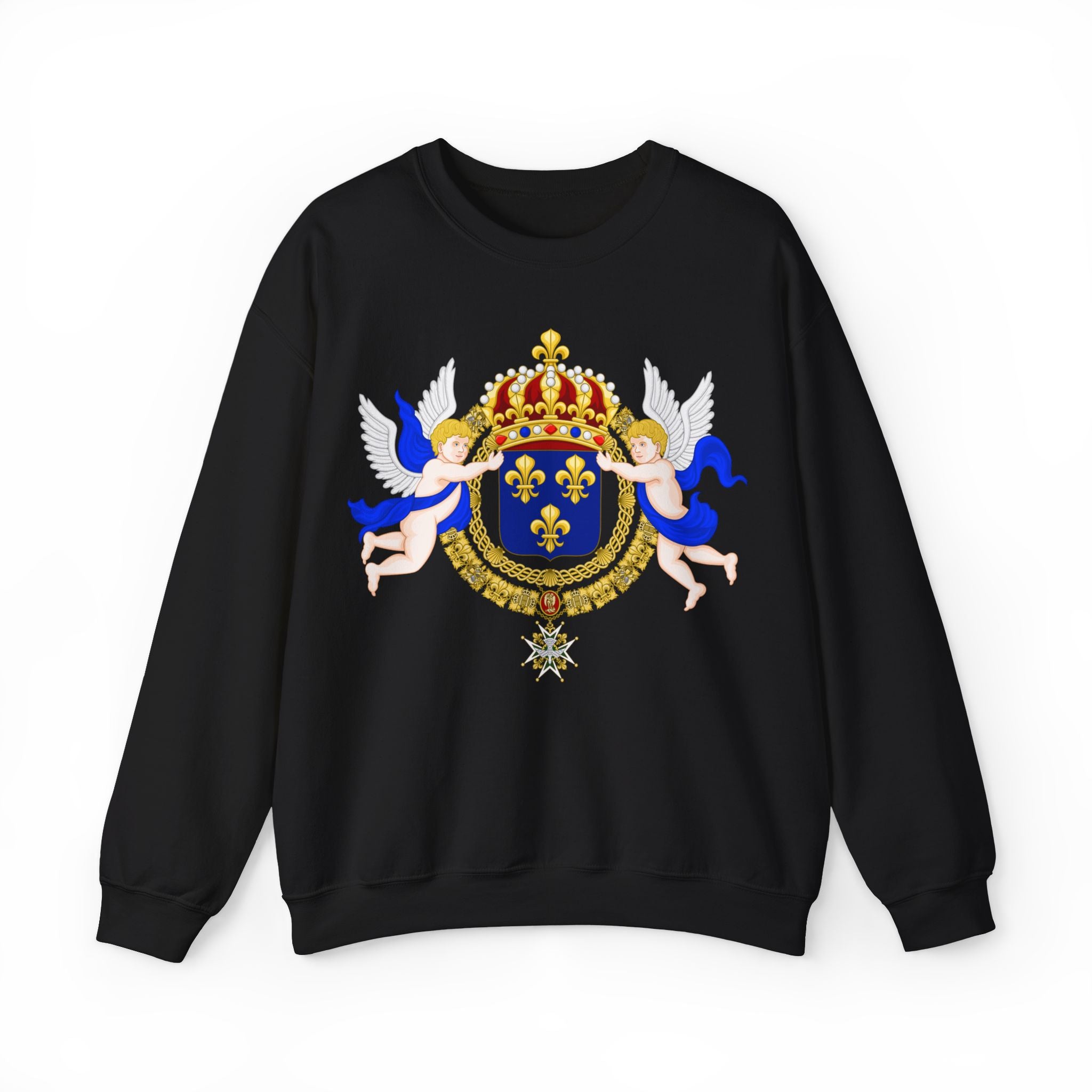 Royal Fleur-de-Lis Crest Sweatshirt - Vintage Heraldic Crown Graphic Crewneck