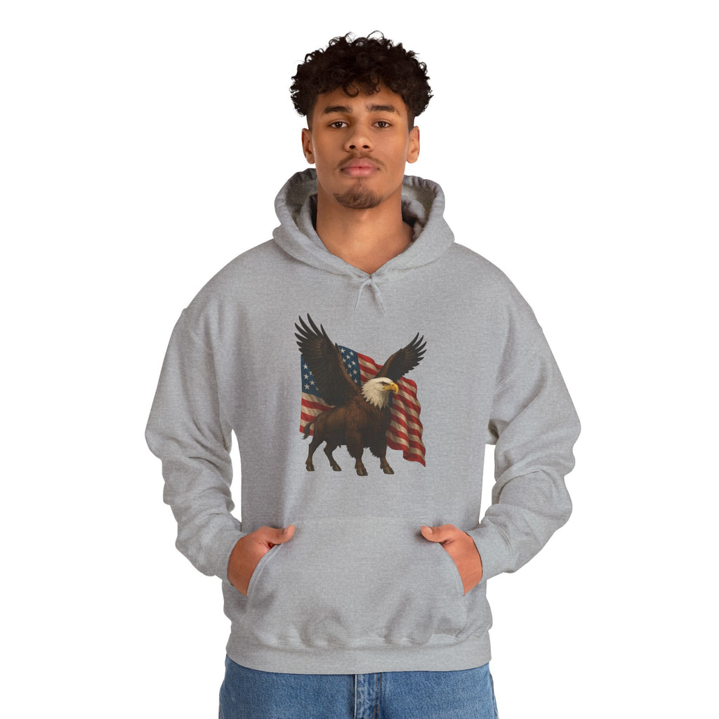 Patriotic Eagle Bison Hoodie, USA Pride Pullover