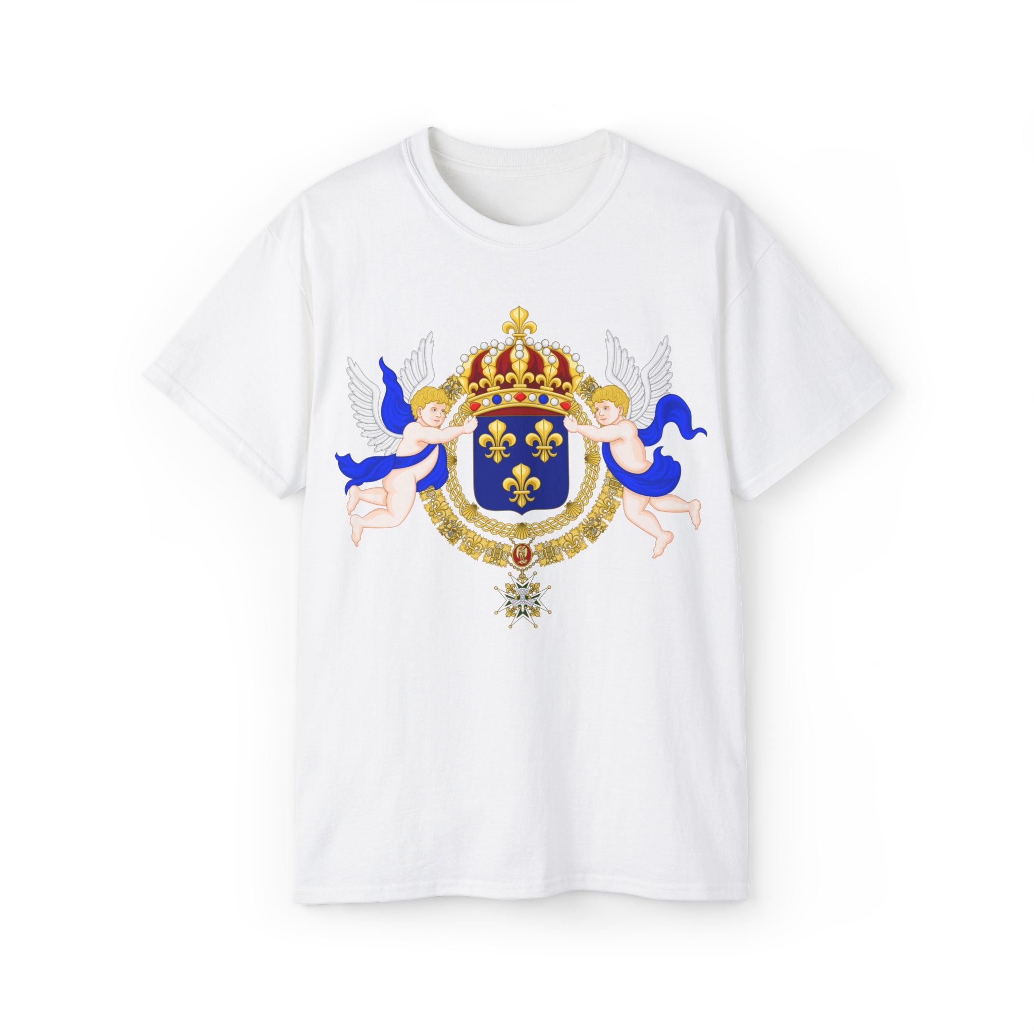 Royal Fleur-de-Lis Crest T-Shirt - Vintage Heraldic Crown Emblem Graphic Tee