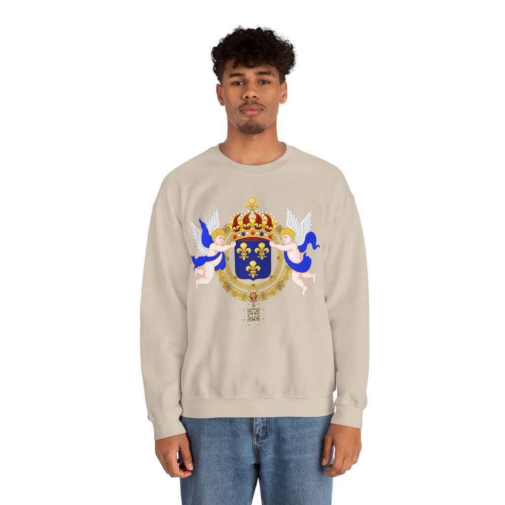Royal Fleur-de-Lis Crest Sweatshirt - Vintage Heraldic Crown Graphic Crewneck