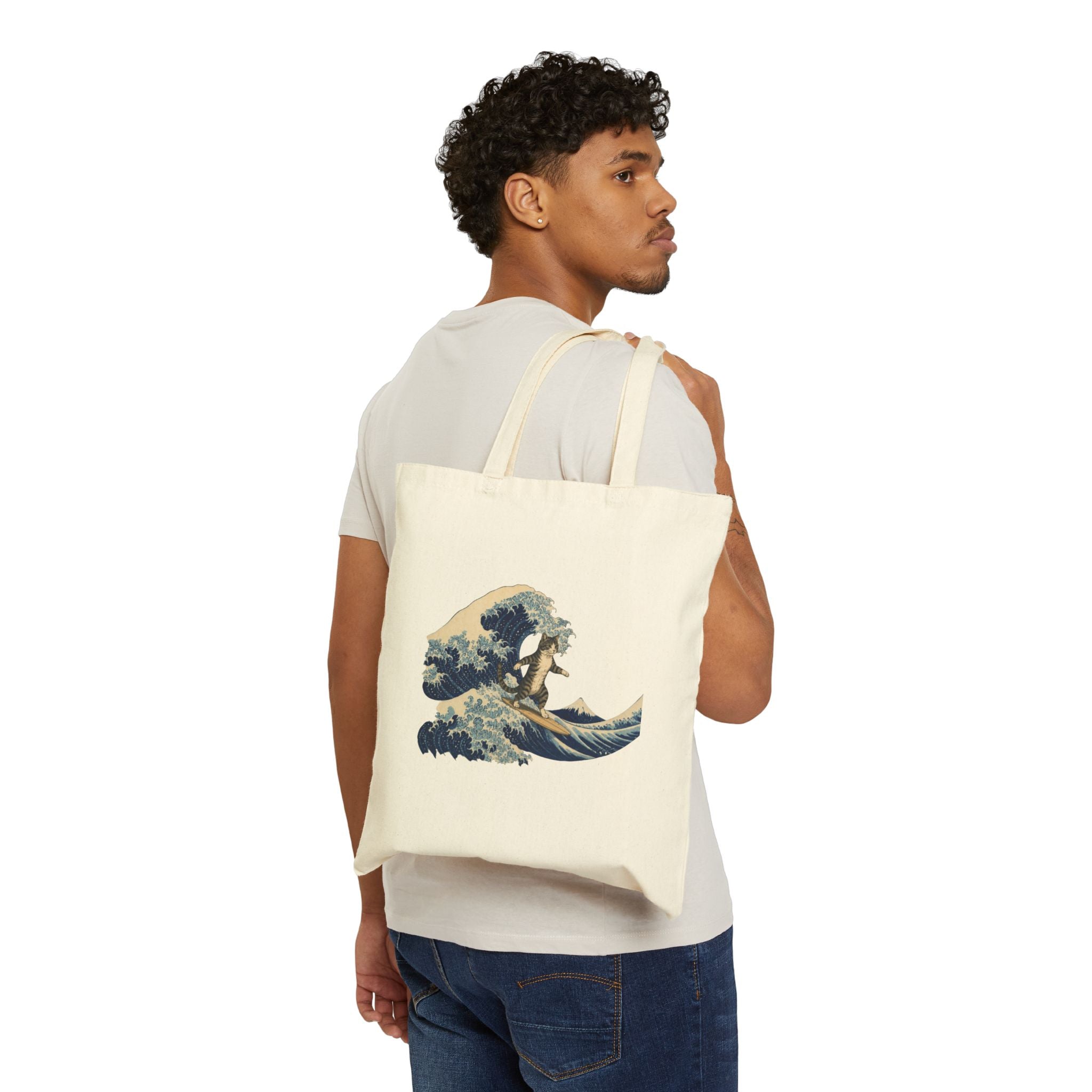 The Great Meow off Kanagawa Canvas Tote Bag