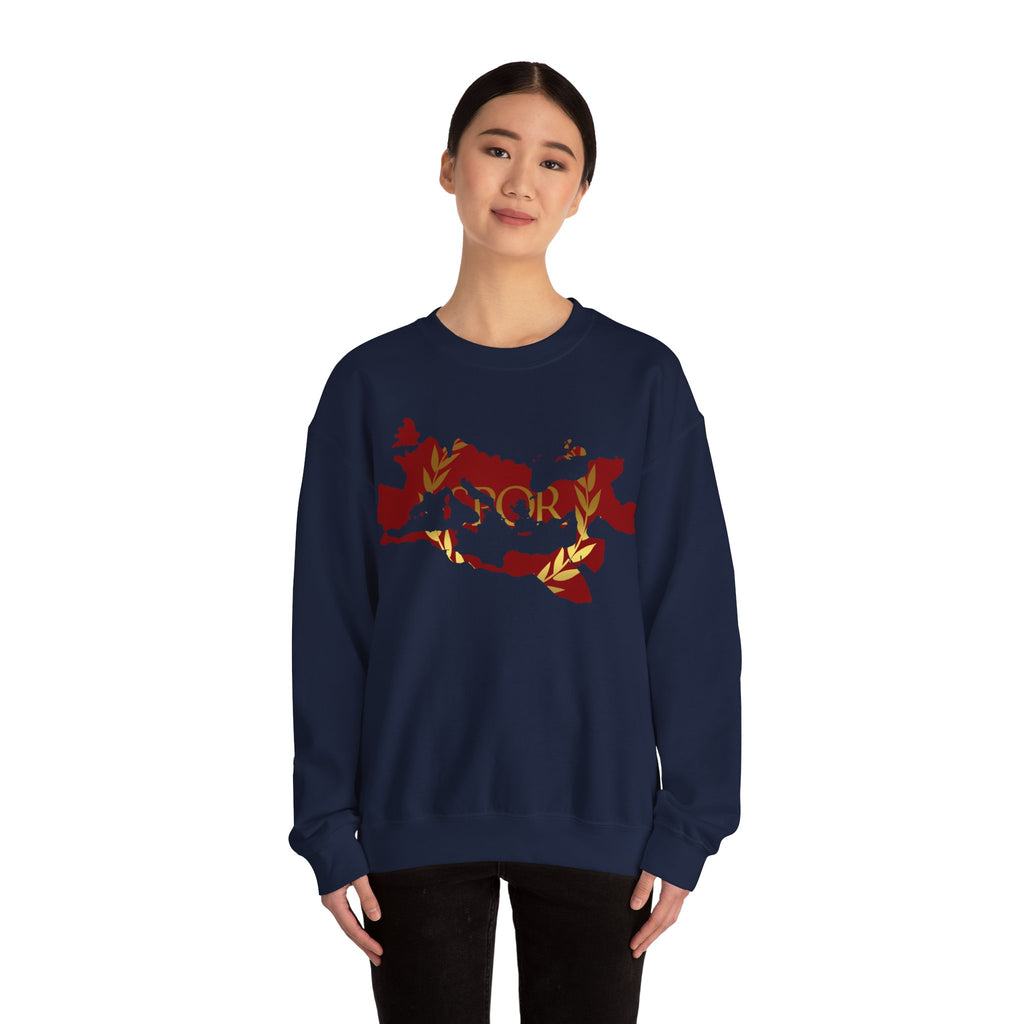 Roman Empire Epic Map and SPQR Logo Crewneck Sweatshirt