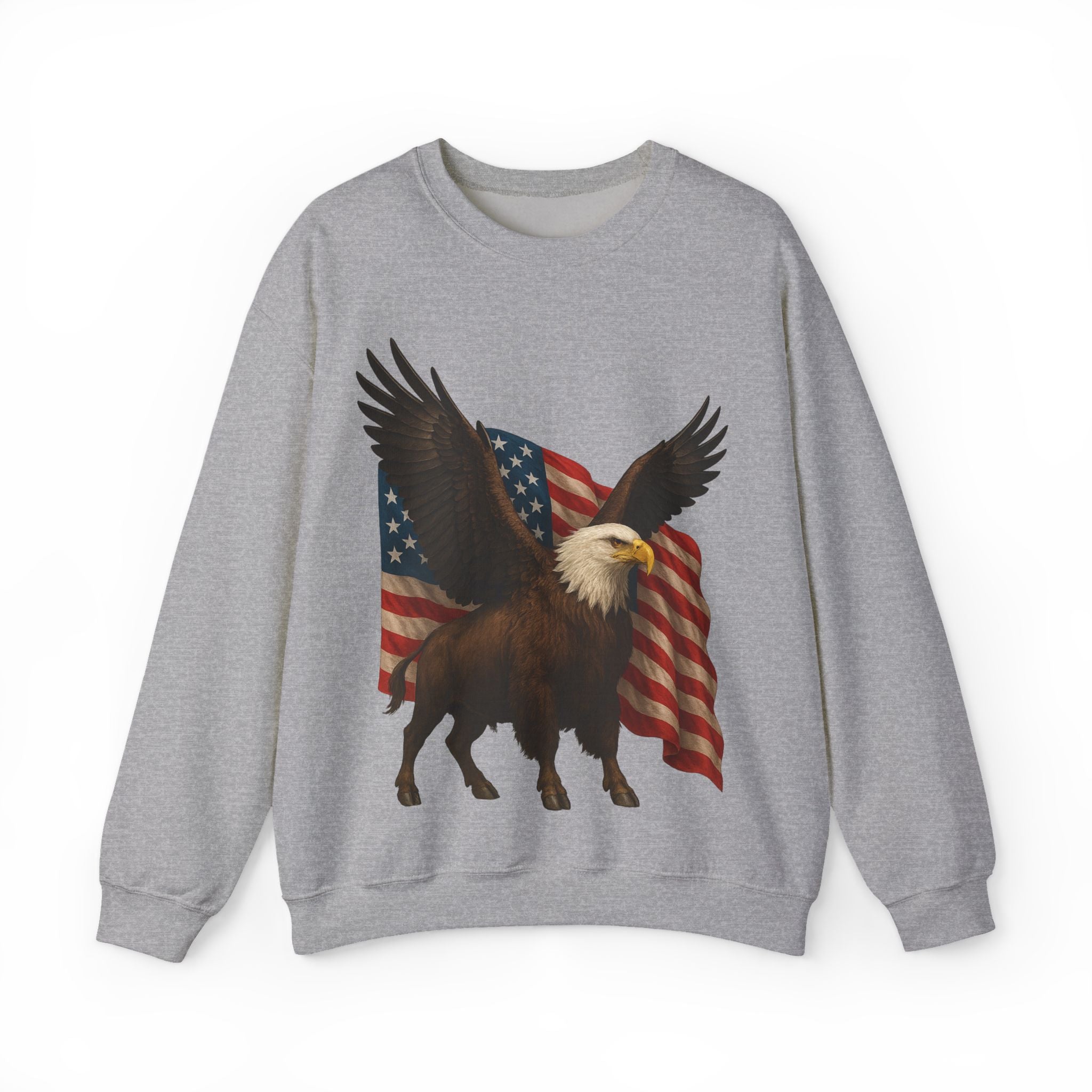 Patriotic Eagle Bison Sweatshirt, USA Symbol Pullover