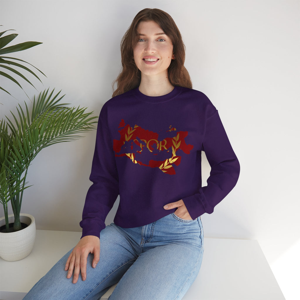 Roman Empire Epic Map and SPQR Logo Crewneck Sweatshirt